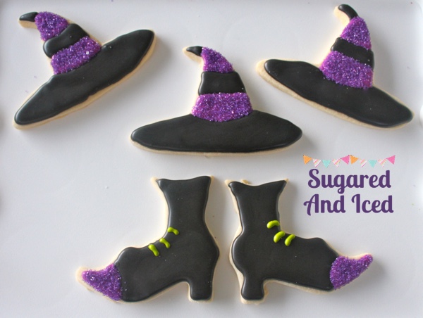 Witches hat and shoes sugar cookies | SugaredAndIced.com